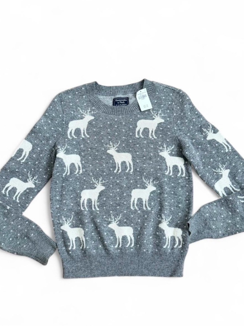 Abercrombie & Fitch Christmas grey deer sweater